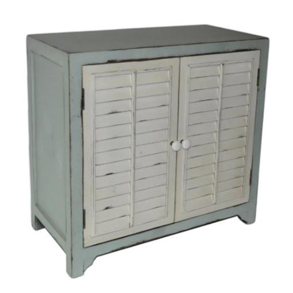 Made-To-Order Shabby Blue Cabinet with White Shutter Cabinet Doors MA2201307